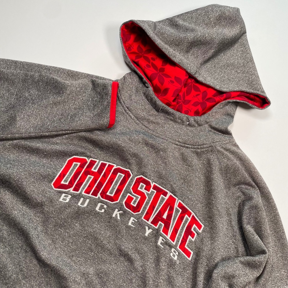 Campus Classics Ohio State Buckeyes Hoodie Gray Red Scarlet Series XL Thumbhole